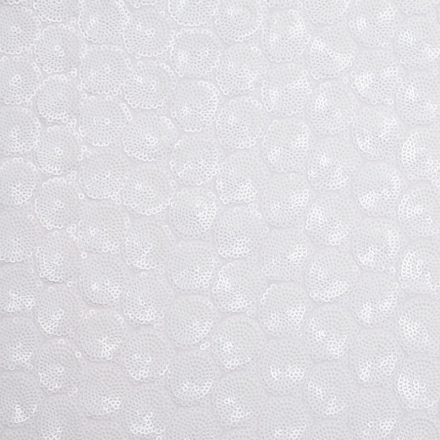 White Clustered Baby Sequins on Polyester Mesh | Mood Fabrics