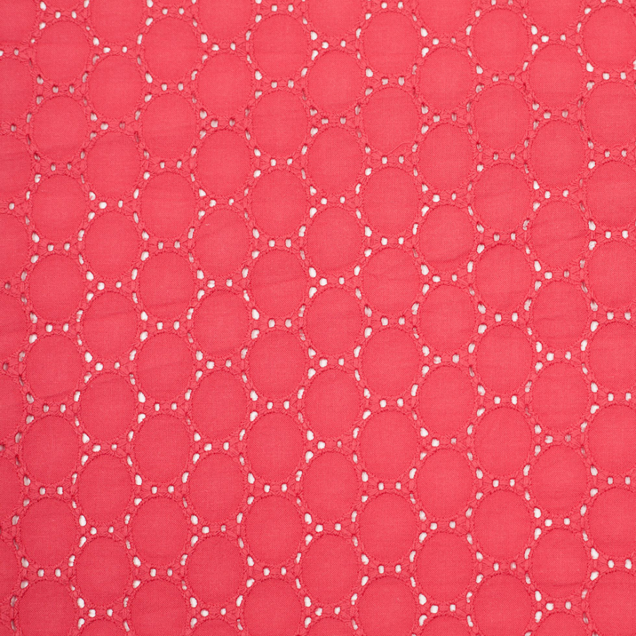 Italian Red Coral Cotton Eyelet | Mood Fabrics