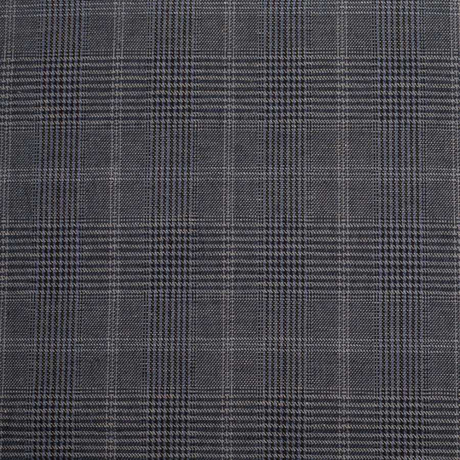 Rag & Bone Black/Blue Plaid Cotton Suiting | Mood Fabrics