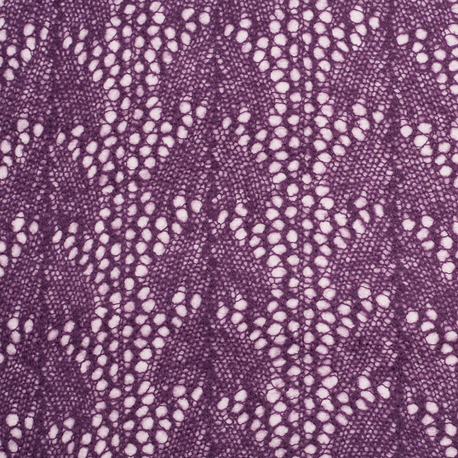 Italian Sunset Purple Crochet Knit Backed By Wool Fleece Jersey | Mood Fabrics