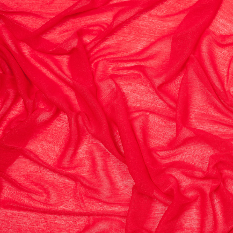 Red Stretch Polyester Crinkled Knitted Chiffon | Mood Fabrics