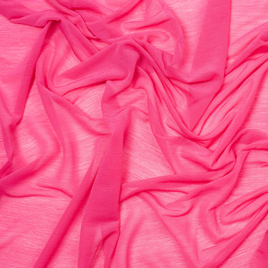 Paradise Pink Stretch Polyester Crinkled Knitted Chiffon | Mood Fabrics