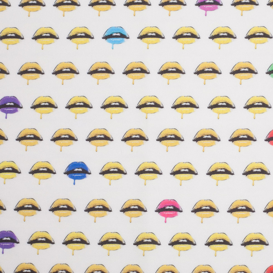 Pop Art Lips Digitally Printed Stretch Neoprene/Scuba Knit | Mood Fabrics