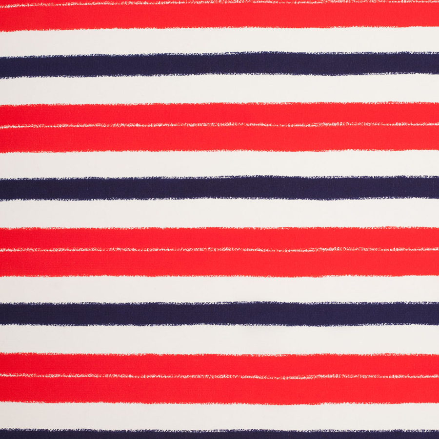 Tanya Taylor Red White and Blue Striped SIlk Crepe de Chine | Mood Fabrics