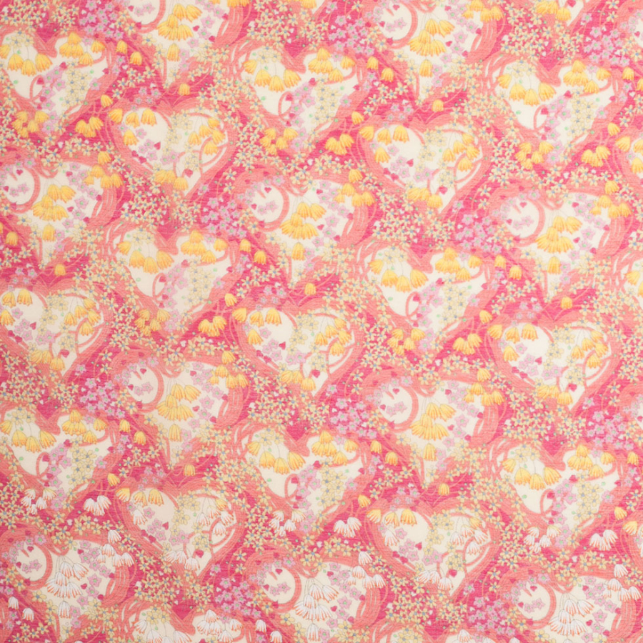 Liberty of London Amy Jane Pink/Yellow Silk-Cotton Voile | Mood Fabrics