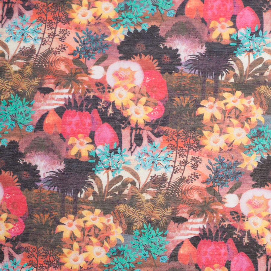 Liberty of London Abbey Pool Pink/Multicolor Silk-Cotton Voile | Mood Fabrics
