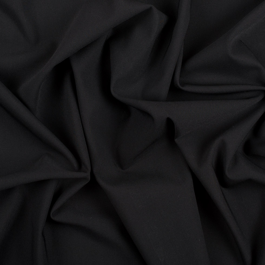 Black Satin-Faced Stretch Cotton-Polyester Twill | Mood Fabrics