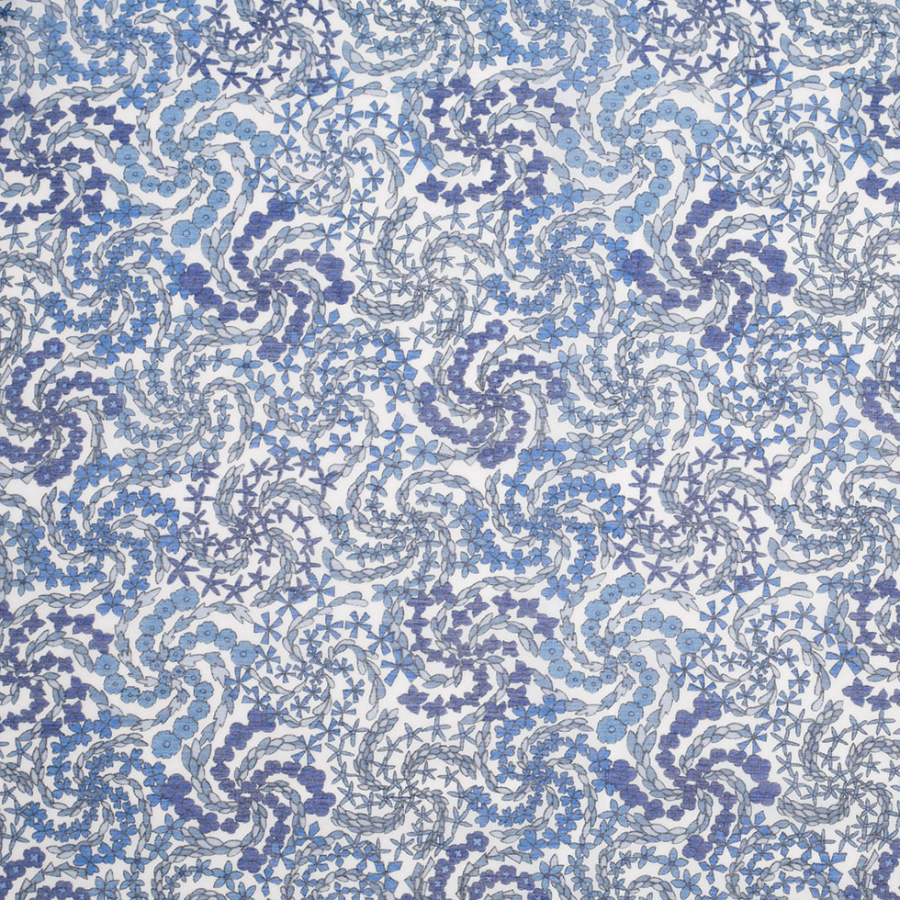 Liberty of London Angela Christine Blue/White Silk-Cotton Voile | Mood Fabrics