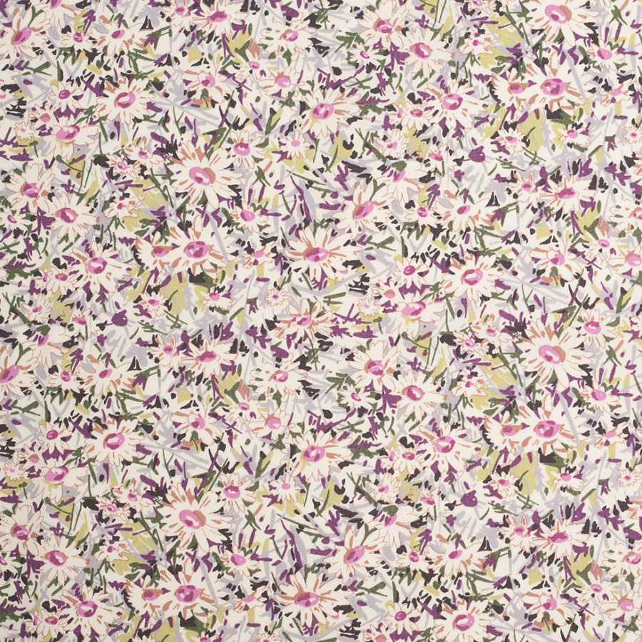 Liberty of London Daisy Fields Pink/Green Cotton Poplin | Mood Fabrics