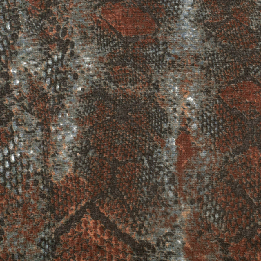 Dark Rust/Gray/Seal Brown Reptilian Modal Jersey Knit | Mood Fabrics
