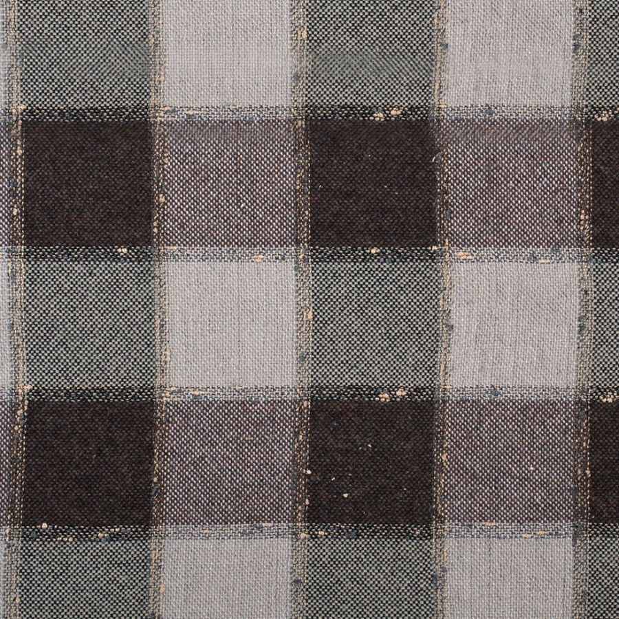 Brown Checkered Wool Blended Tweed | Mood Fabrics