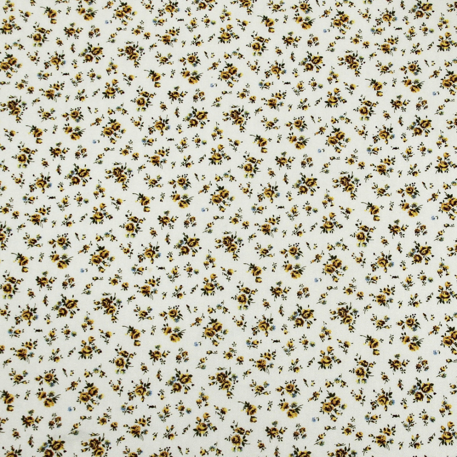 Yellow/White Floral Herringbone Combed Cotton Dobby Jacquard | Mood Fabrics