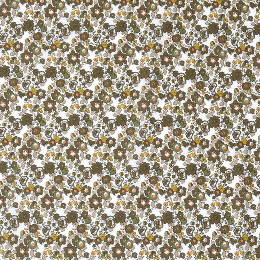 Olive Floral Combed Cotton Voile | Mood Fabrics