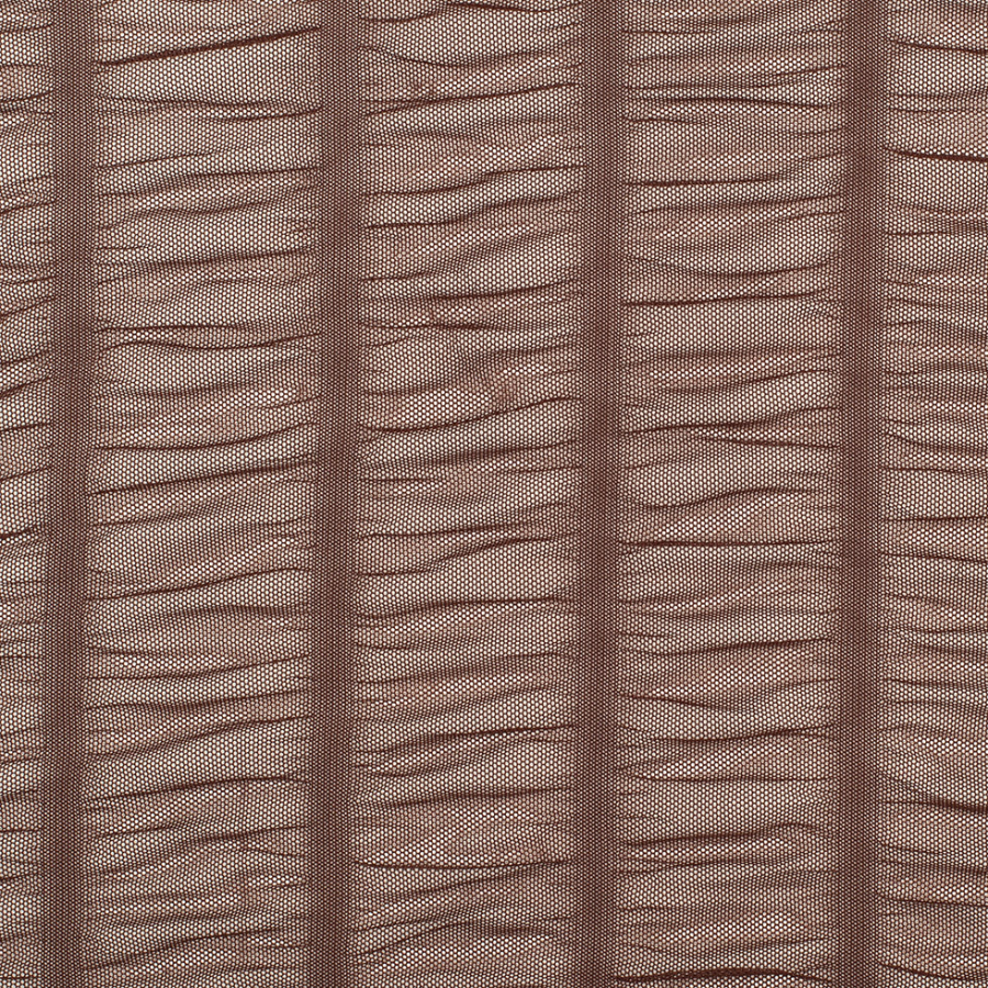 Rich Brown Ruched Stretch Polyester Mesh | Mood Fabrics