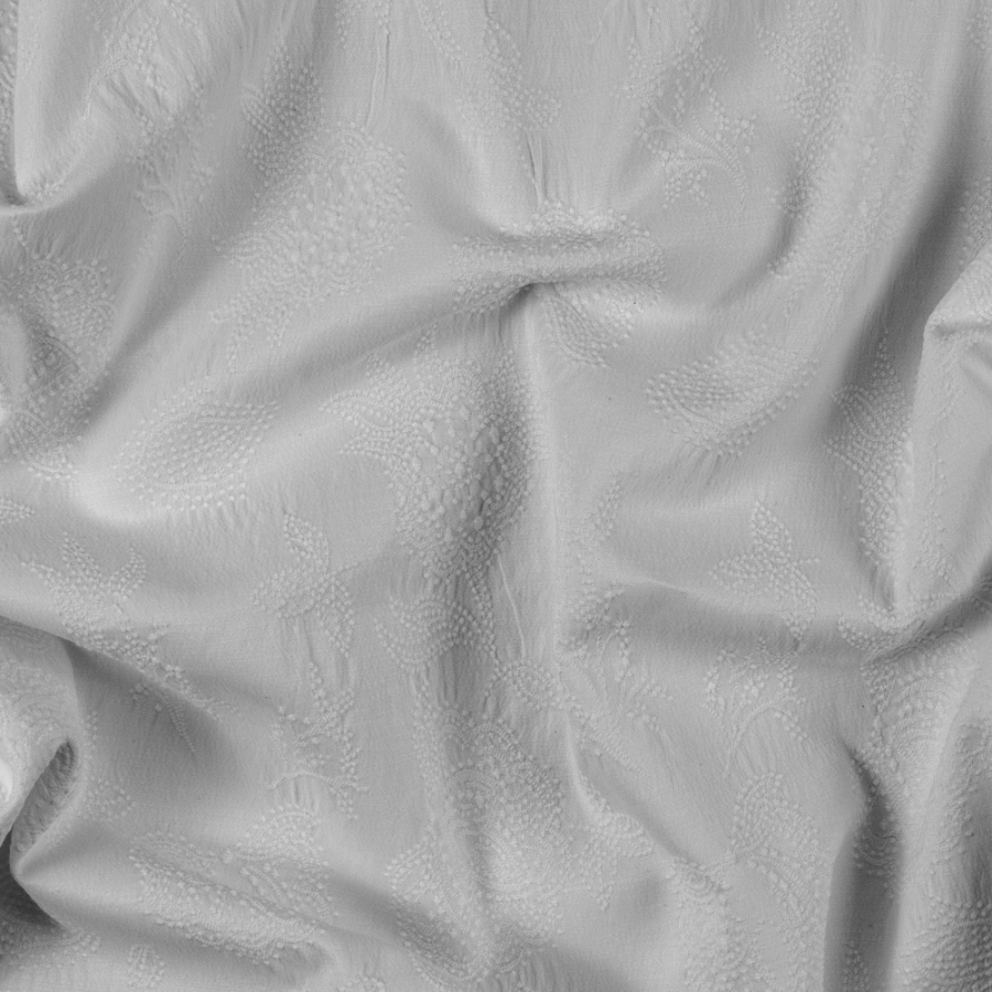 Soft White Stretch Blended Cotton Jacquard | Mood Fabrics