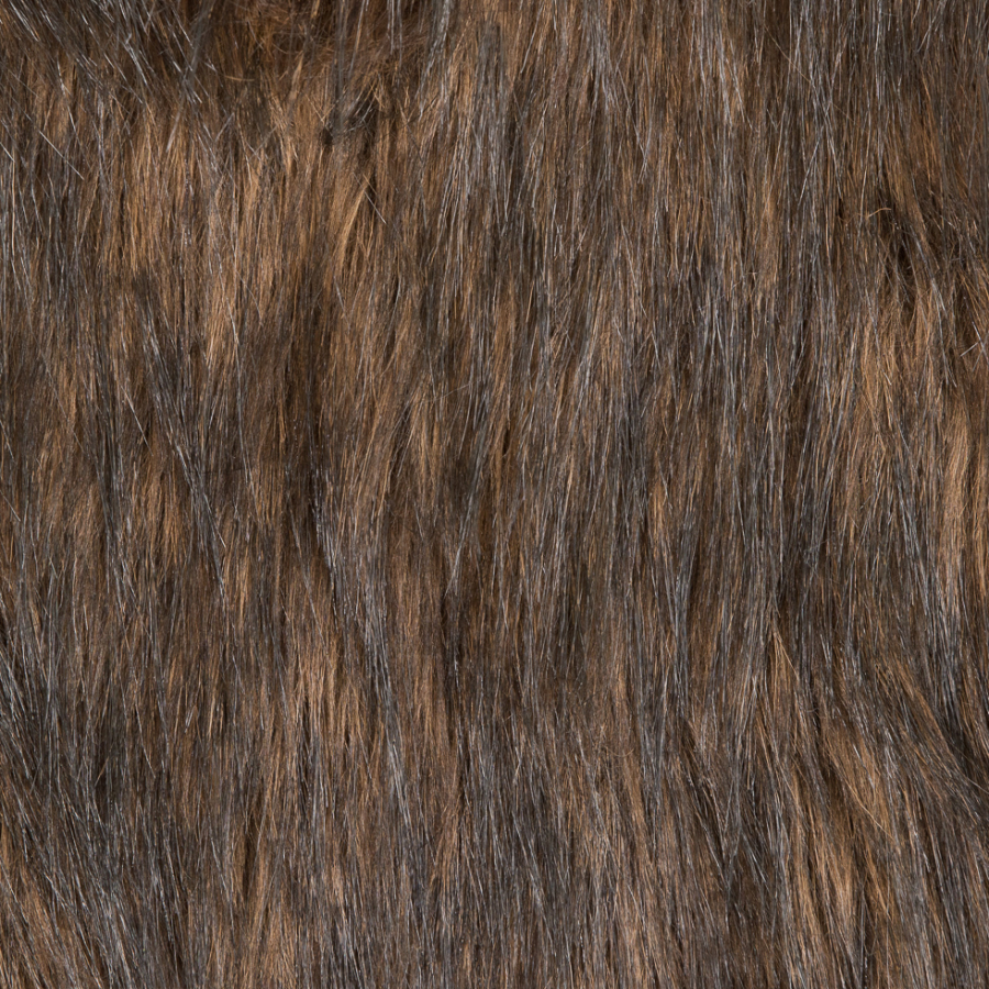 Brown/Black Knitted Faux Long Haired Shearling | Mood Fabrics