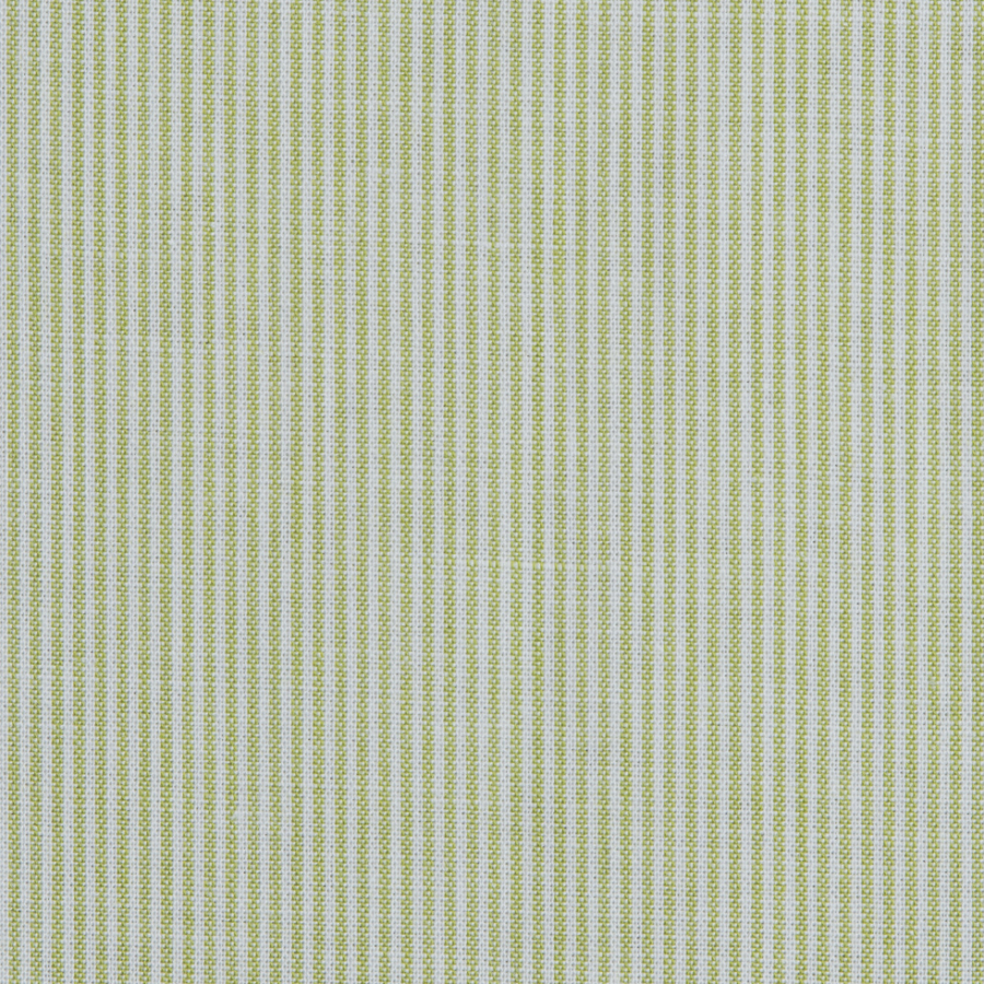 Italian Tarragon/White Striped Stretch Cotton Shirting | Mood Fabrics