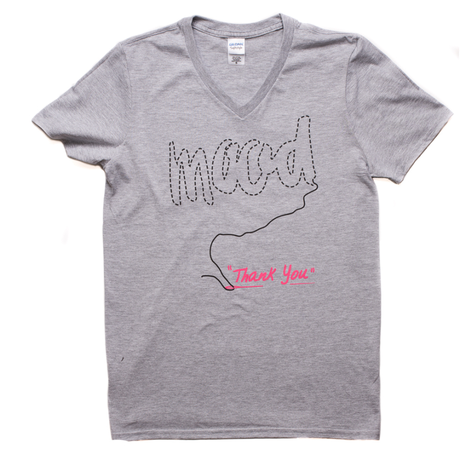 Gray/Pink Thread Mood T-shirt | Mood Fabrics