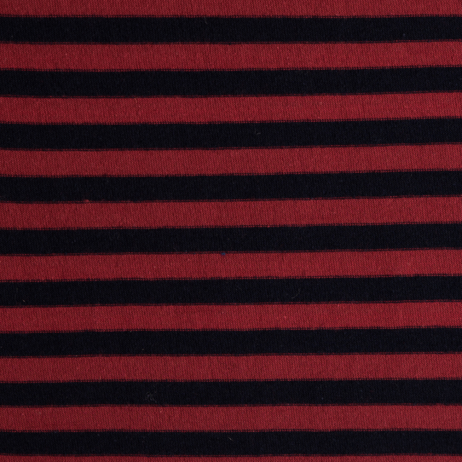 Red/Navy Striped Cotton Jersey Knit | Mood Fabrics