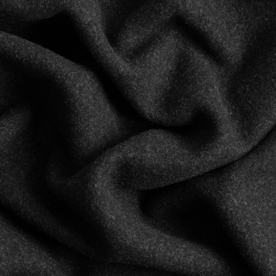 Italian Ash Black Wool Blended Brushed Coating | Mood Fabrics