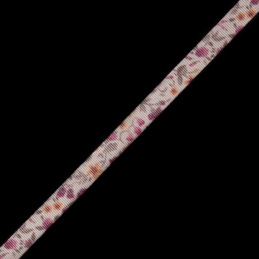 Pink Floral Printed Grosgrain Ribbon - 0.375 | Mood Fabrics