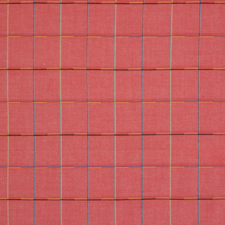 Porcelain Rose/Multi-Colored Windowpane Check Cotton Shirting | Mood Fabrics