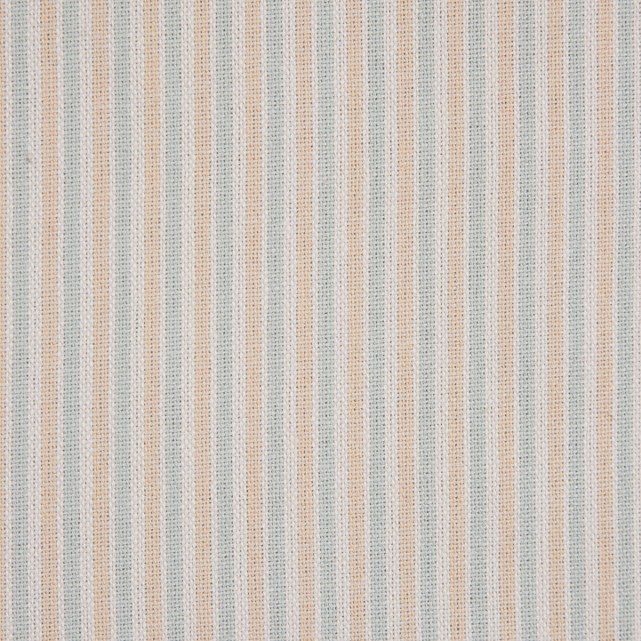Pool Blue/Beige/White Shadow Striped Cotton Shirting | Mood Fabrics