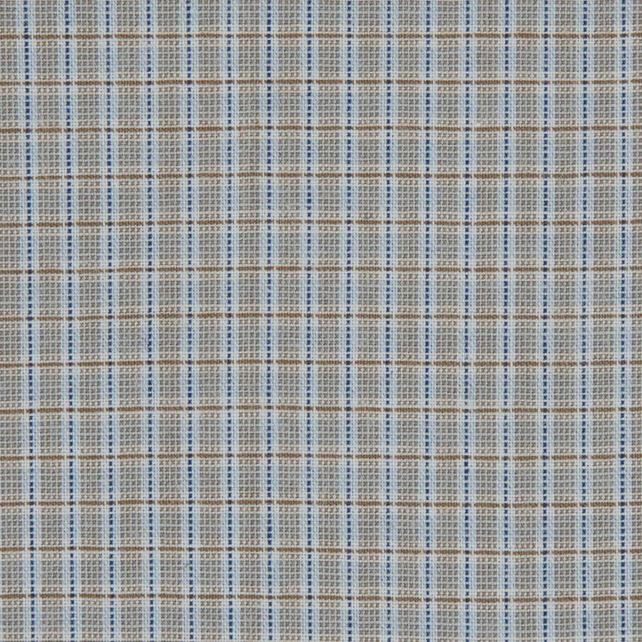 Blue/Brown Checkered Cotton Shirting | Mood Fabrics