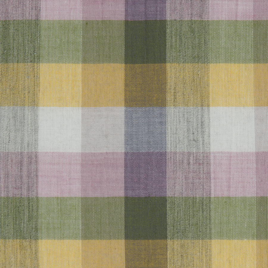 Pink/Green/Yellow/Gray Checkered Cotton Voile | Mood Fabrics