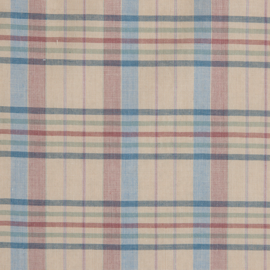 Beige/Red/Blue Plaid Cotton Shirting | Mood Fabrics