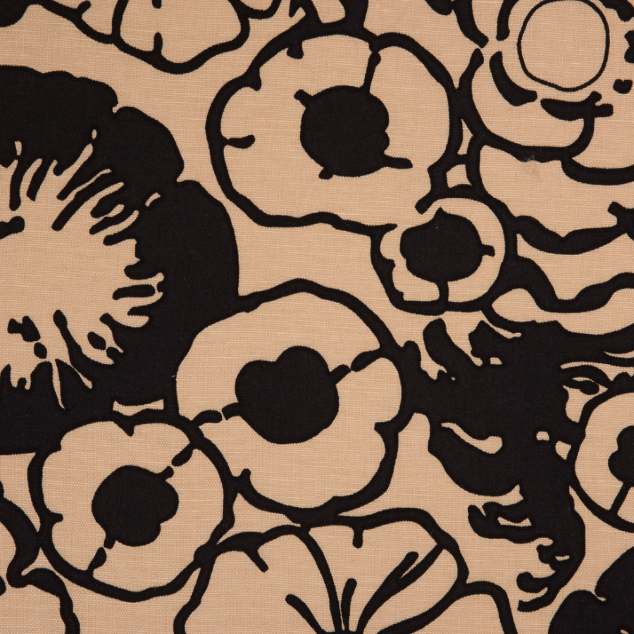 Marzipan/Black Floral Printed Woven | Mood Fabrics