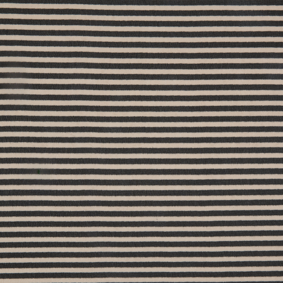 Black/Pumice Stone Candy Striped Printed Polyester Chiffon | Mood Fabrics