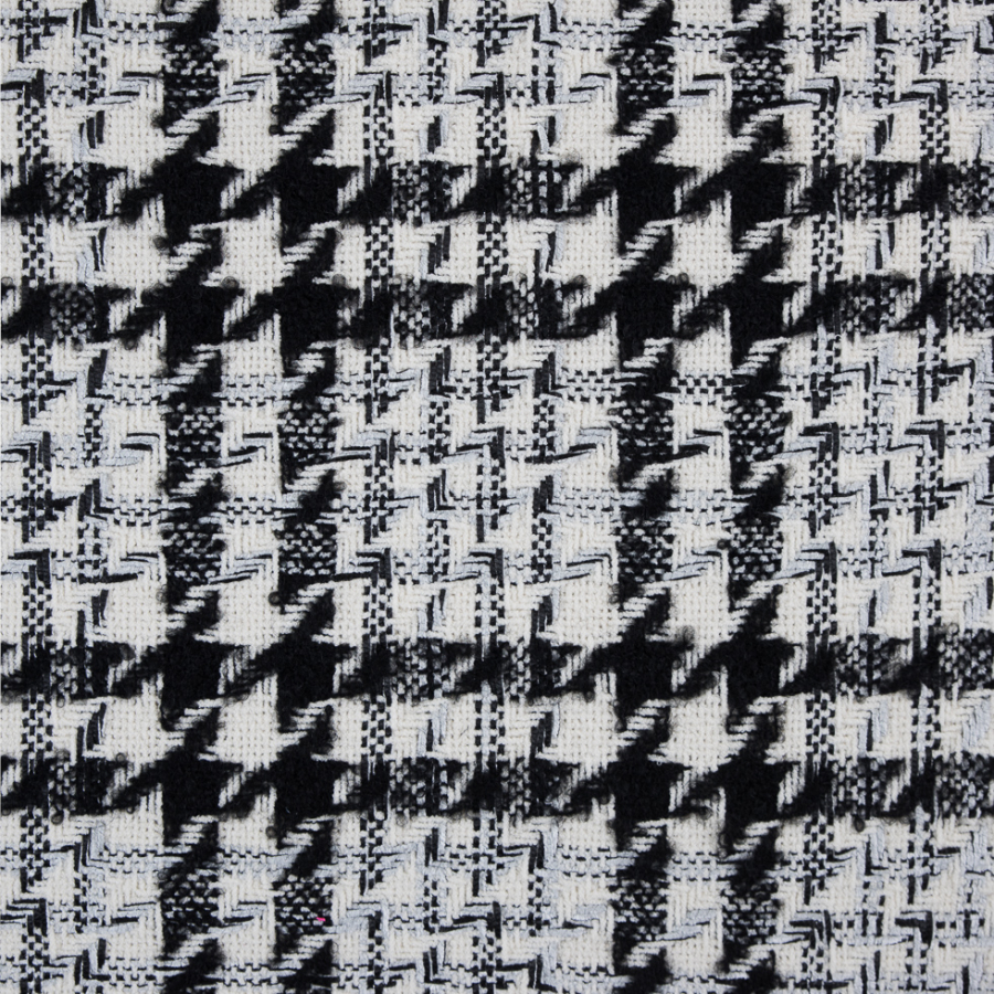 Ivory/Black/Silver Shepherd's Plaid Blended Woven | Mood Fabrics