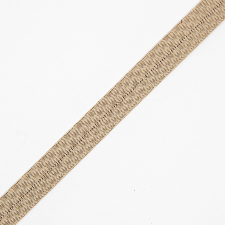 Khaki Stretch Fold Over Grosgrain - 0.625 | Mood Fabrics