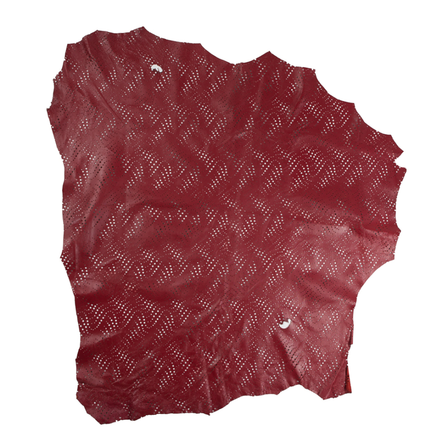 Medium Brick Red Abstract Perforated Lamb Leather | Mood Fabrics