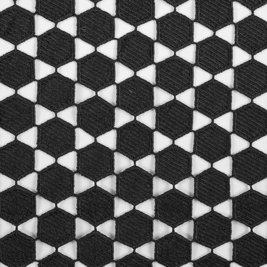 Black Geometric Guipure Lace | Mood Fabrics