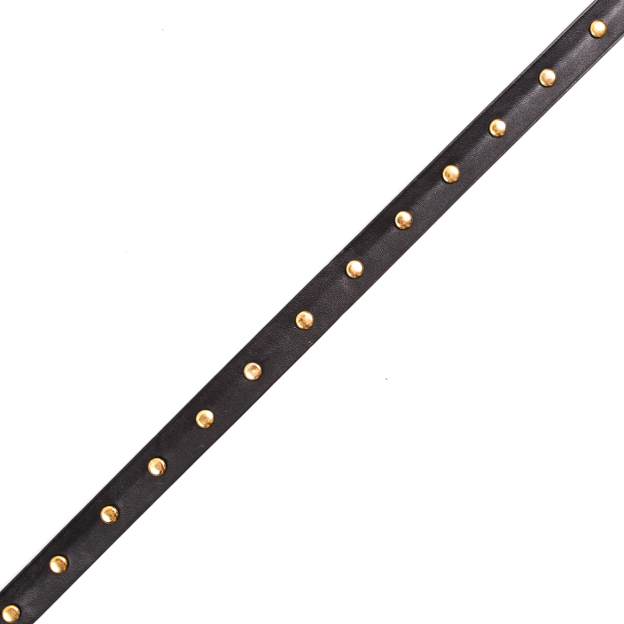 Black Faux Leather Trim with Gold Studs - 0.75 | Mood Fabrics