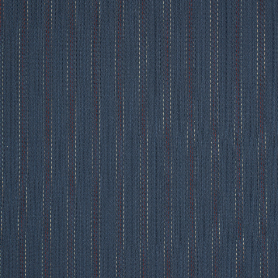 Dark Denim Striped Cotton Suiting | Mood Fabrics