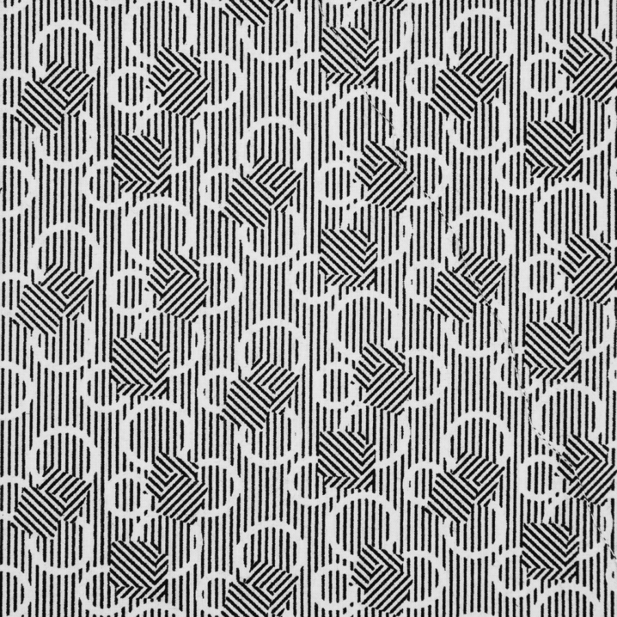 Black/White Striped Circles Printed Cotton Poplin | Mood Fabrics