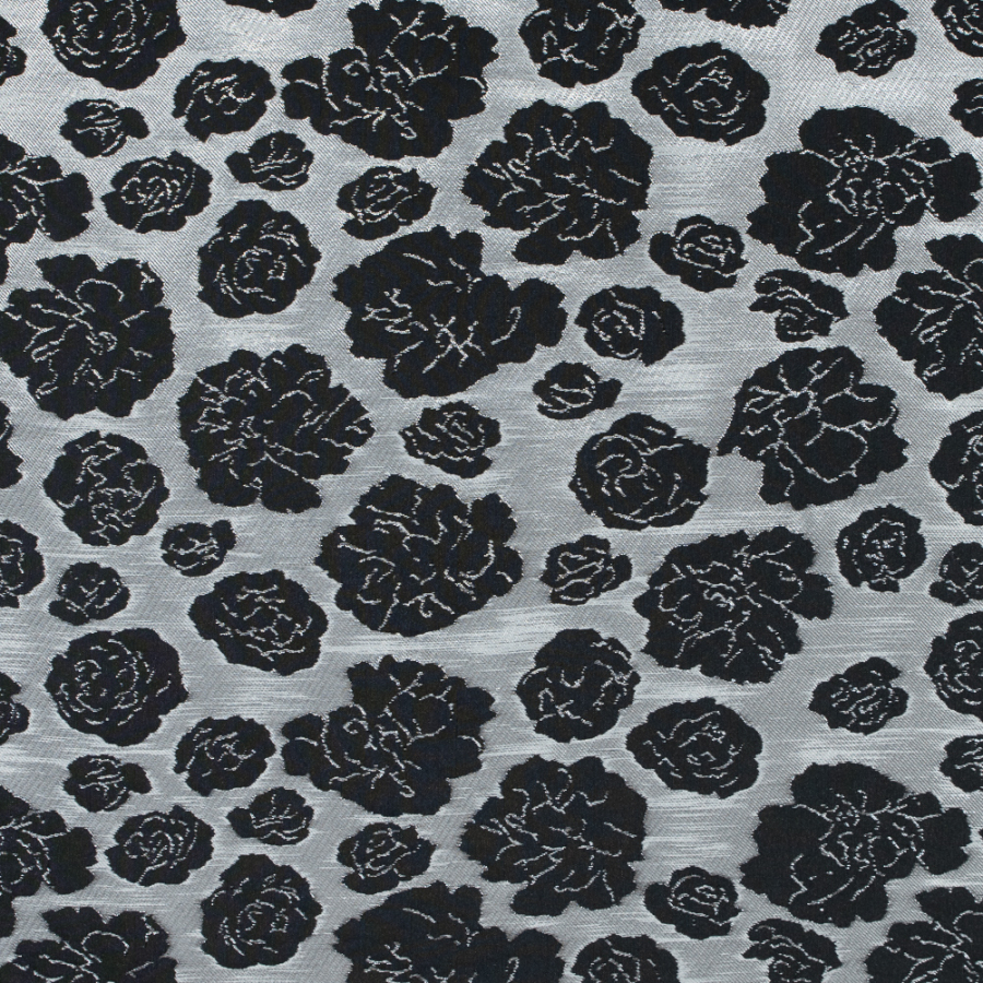 Metallic Silver/Pink Floral Polyester Brocade | Mood Fabrics