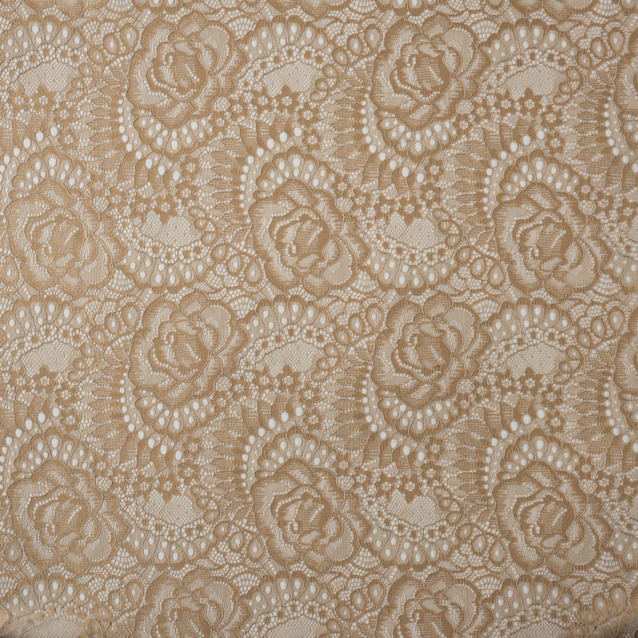 Gold on Gold Metallic Floral Lace w/ Scalloped Edges | Mood Fabrics