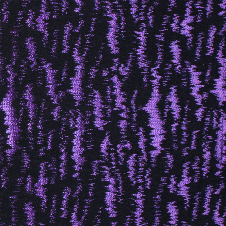 Black and Metallic Purple Aqua Ikat Brocade | Mood Fabrics