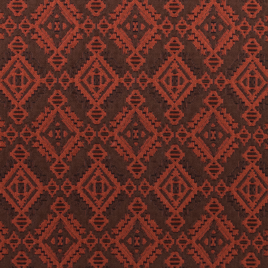 Rust and Coffee Geometric Brocade | Mood Fabrics