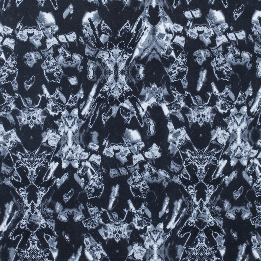 Black/White Abstract Printed Max-Dri Anti-Microbial Performance Tricot | Mood Fabrics