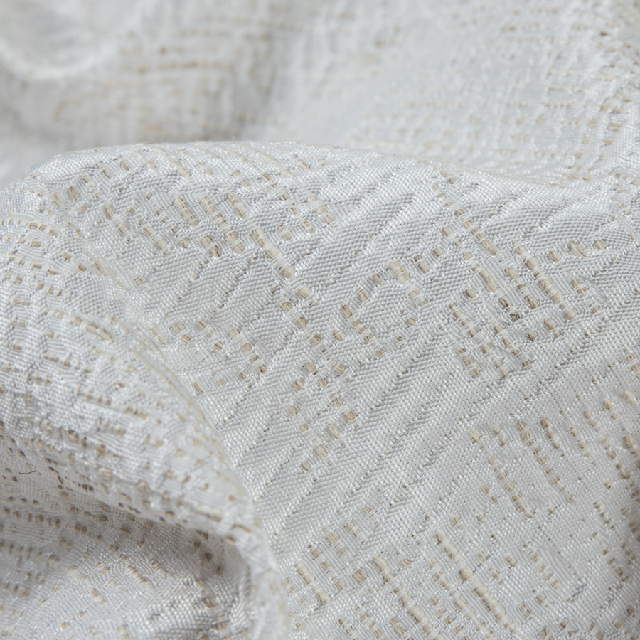 Metallic Blanc de Blanc/Seedpearl Abstract Cotton Polyester Brocade ...