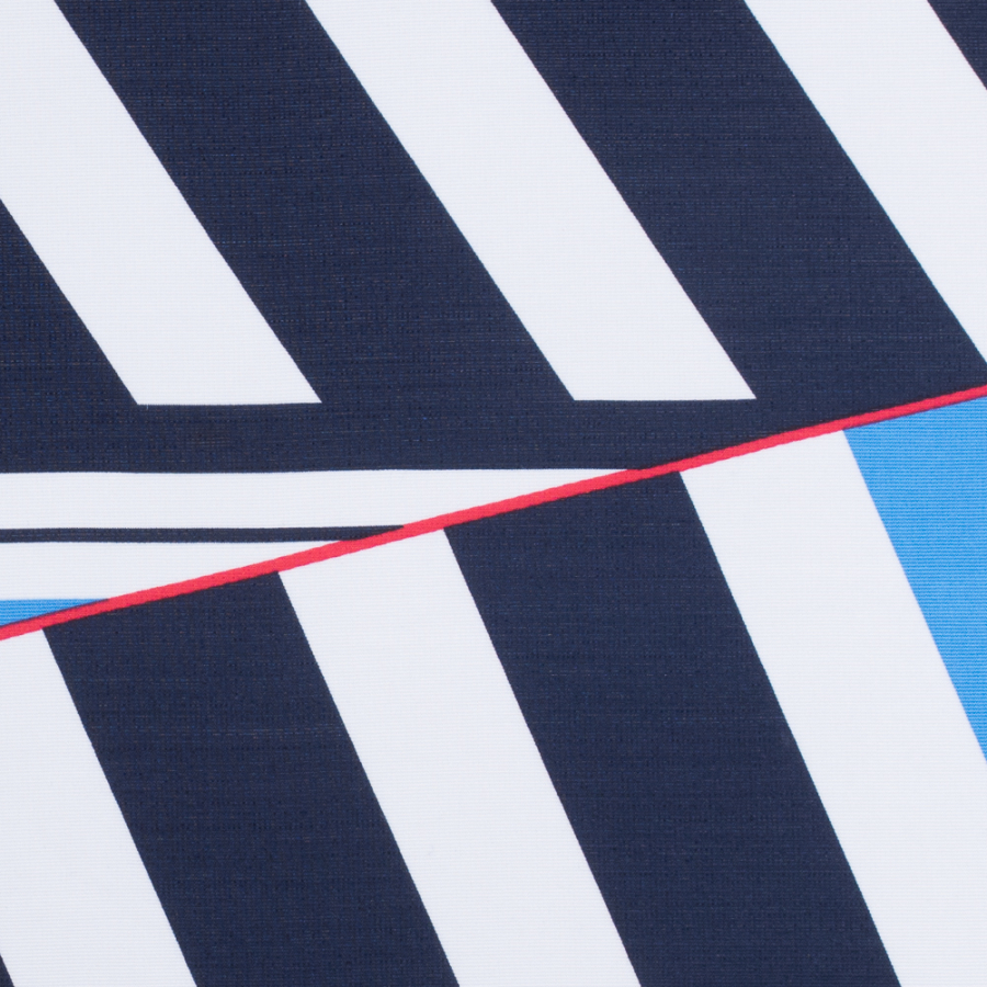 Italian Navy/Blue/Red Geometric Ponte Knit Panels | Mood Fabrics