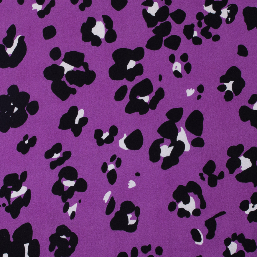 Hyacinth Violet Abstract Stretch Polyester Crepe | Mood Fabrics