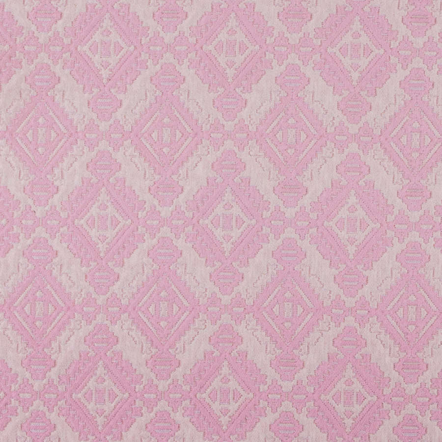 Ivory/Pink Geometric Brocade | Mood Fabrics