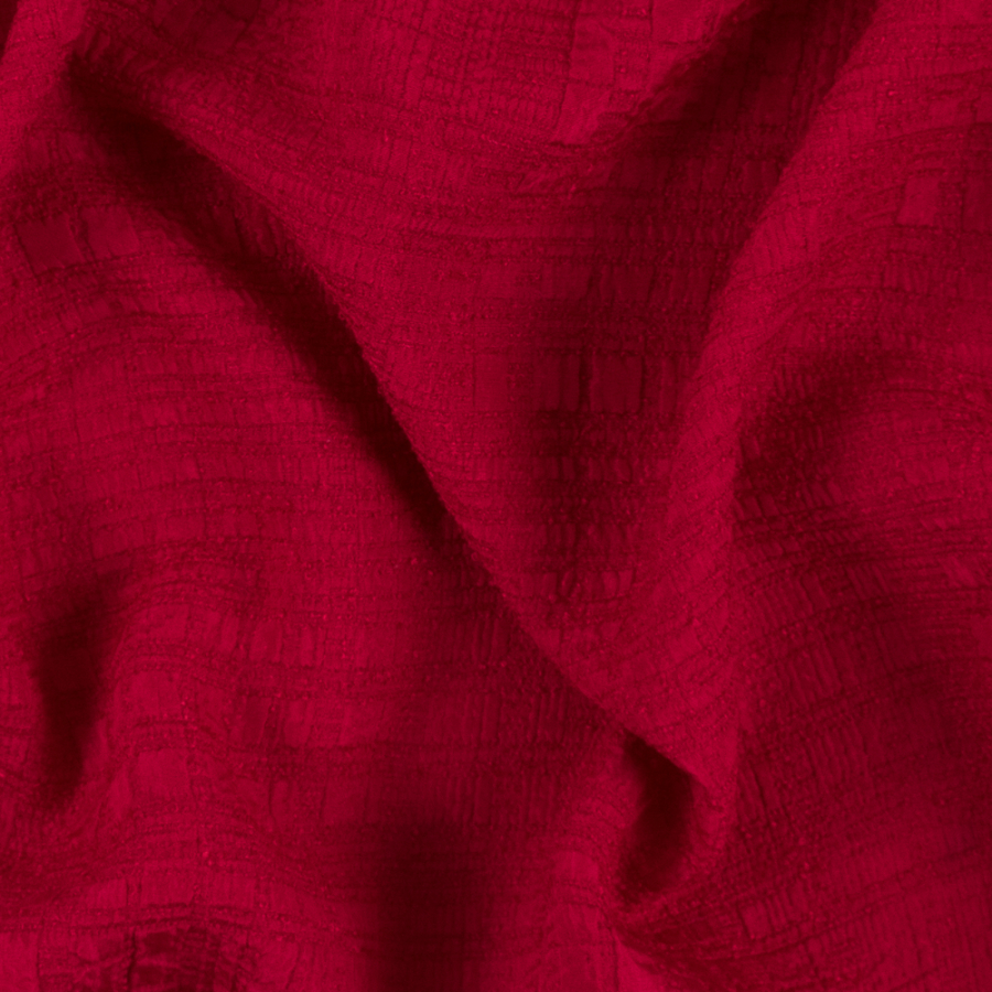 Oscar de la Renta Lollipop Red Boucle Jacquard | Mood Fabrics