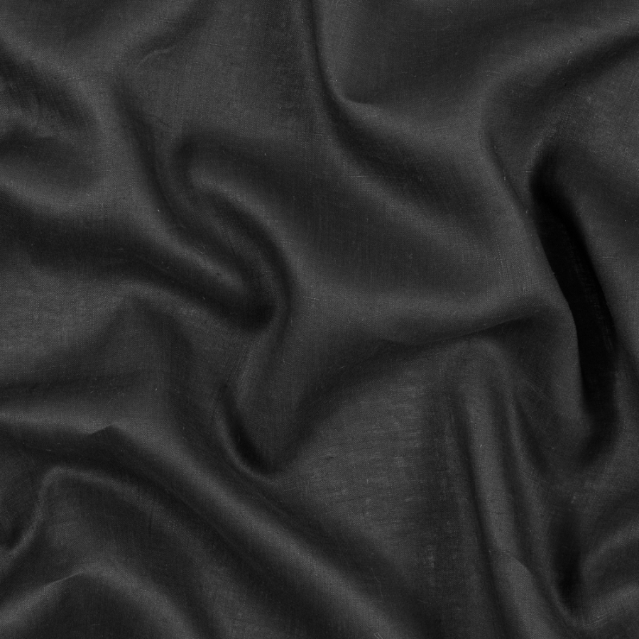 Italian Metallic Black Woven Linen | Mood Fabrics
